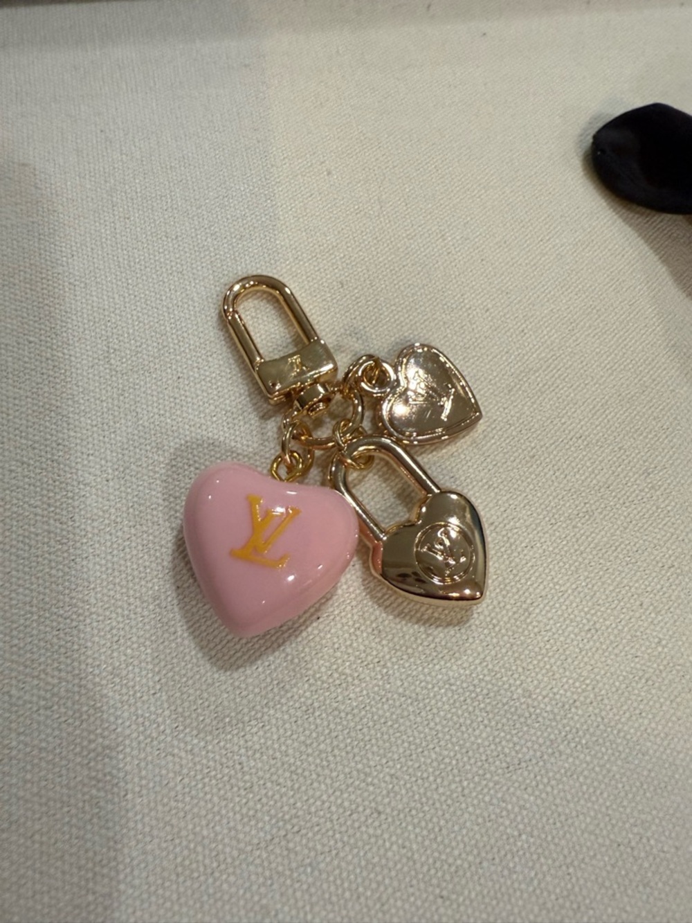 Pink Heart Charm w/Gold Hardware - Picture 3 of 4